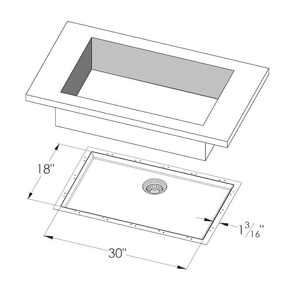 Sink Phantom Base 32″ x 20 – U/M