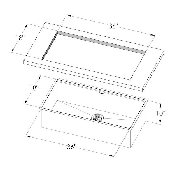 Sink Canova 38″ x 20 –  U/M