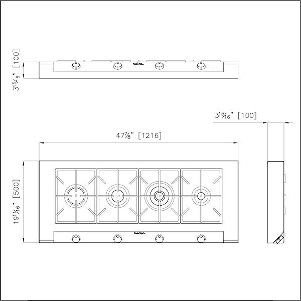 Milano Rangetop 4 burners inLine