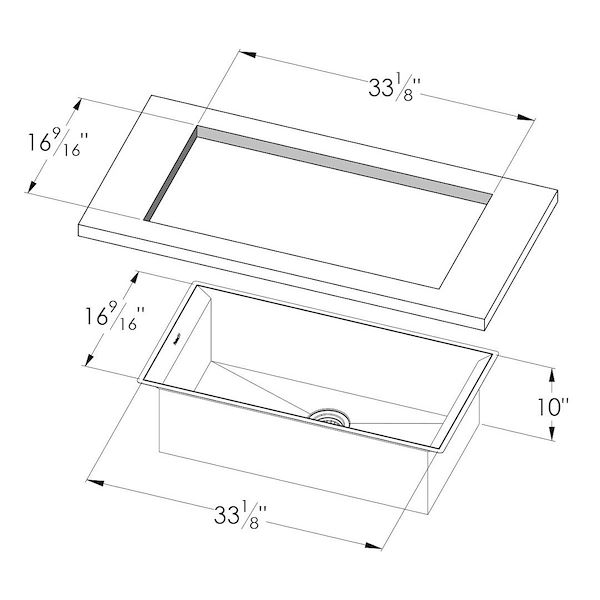 Michelangelo Sink 35″ x 18 – U/M