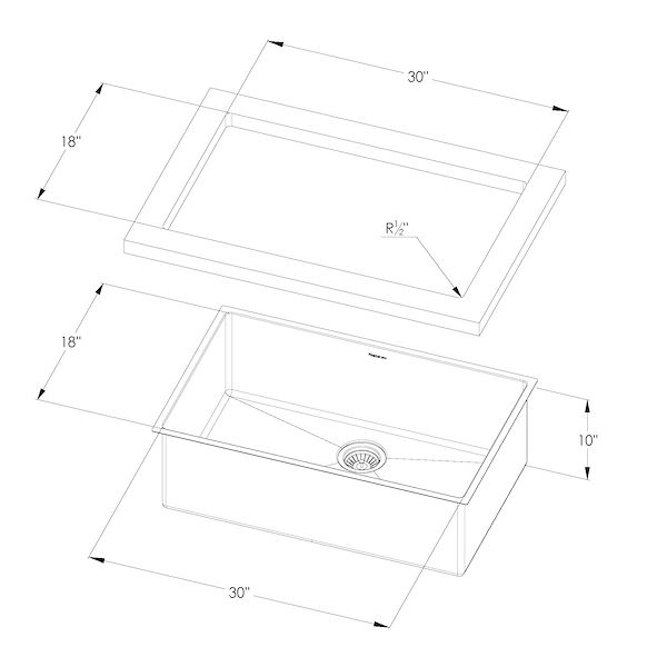 Armored R12 Sink 32” x 20 – U/M