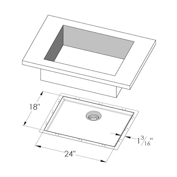 Sink Phantom Base 26″ x 20 – U/M