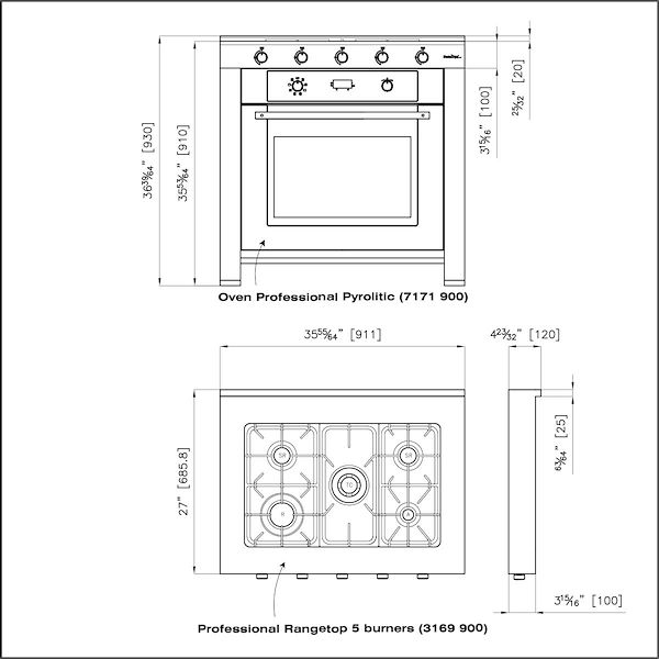 Professional Cucinotta Range 36 5 burners