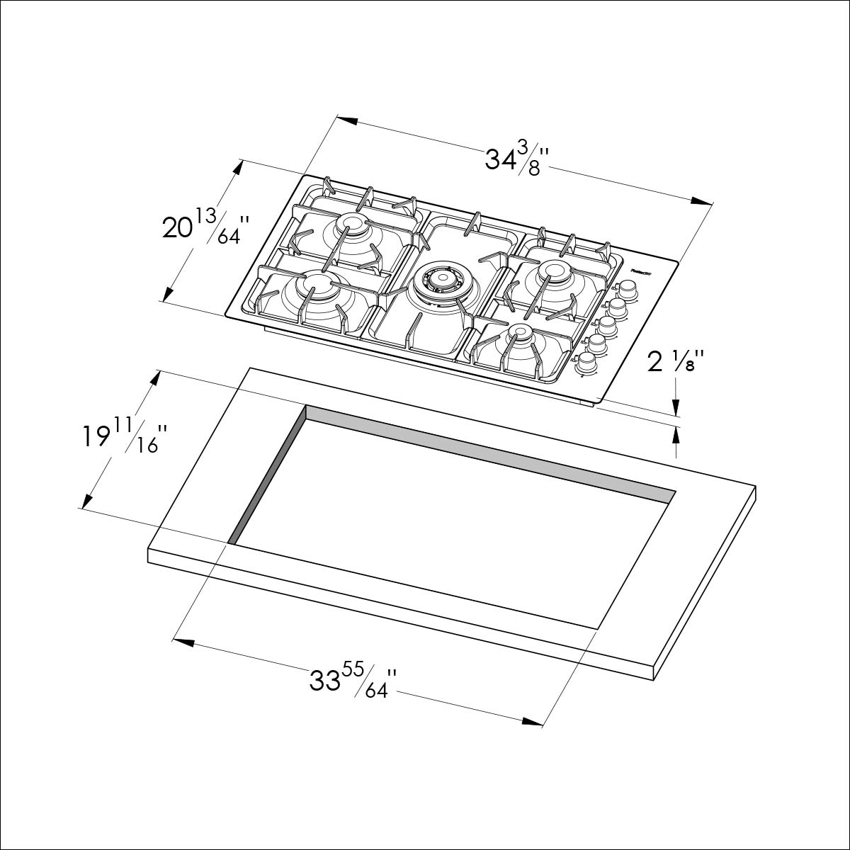 Cooktop, Professional series Cooktop 5 burners Flush mount 7245 962