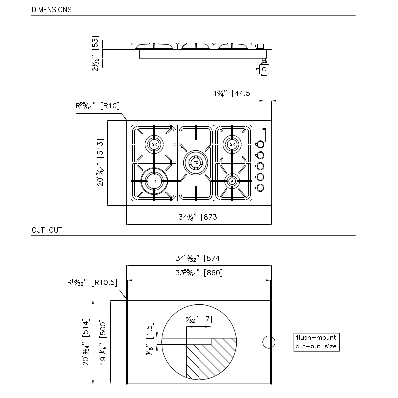 Cooktop, Professional series cooktop 34″ x 20″ FM 7245 962
