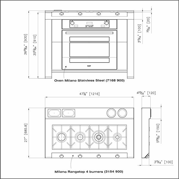 Foster Milano Cucinotta Range 48″ 4 burners inLine