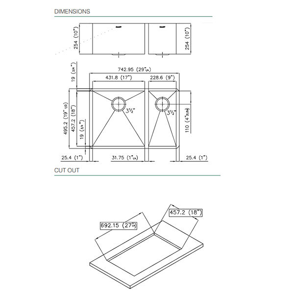 Armored Sink 2B 17″ + 9″ – UM