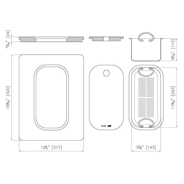 Iroko-wood sliding chopping board with stainless steel colander