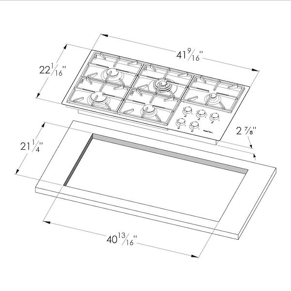 Milano Cooktop Gun Metal 5 burners