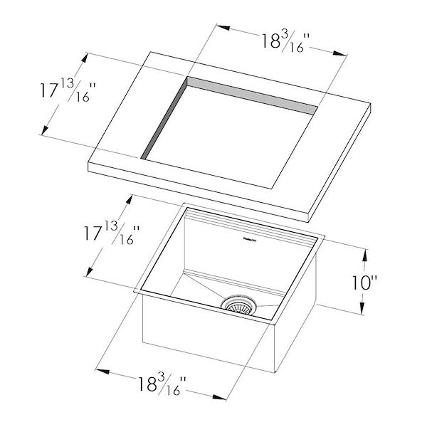 Sink Leonardo Gun Metal 20″ x 20 –  U/M