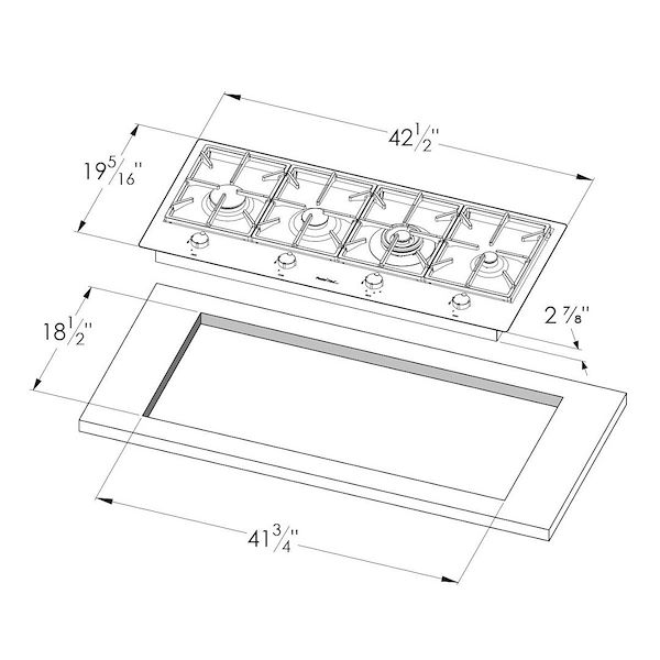 Milano Cooktop 4 burners inLine