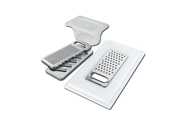 Grating kit complete with ring support and food collection tray